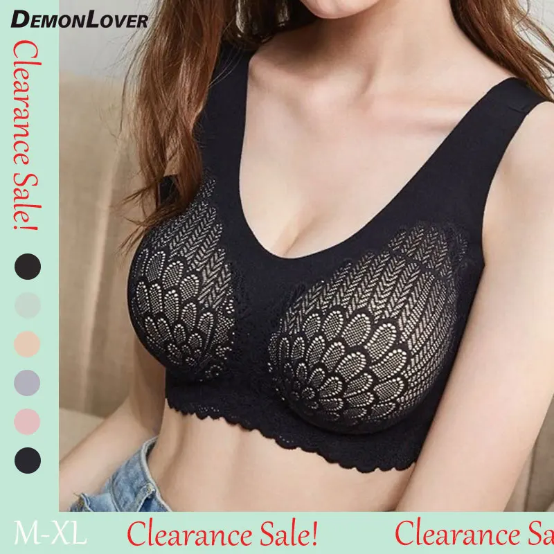 Clearance Sale! Seamless Lace Women Bra, Soft Skin-friendly Lightweight Comfort Wireless Vest Style Ladies Brassiere