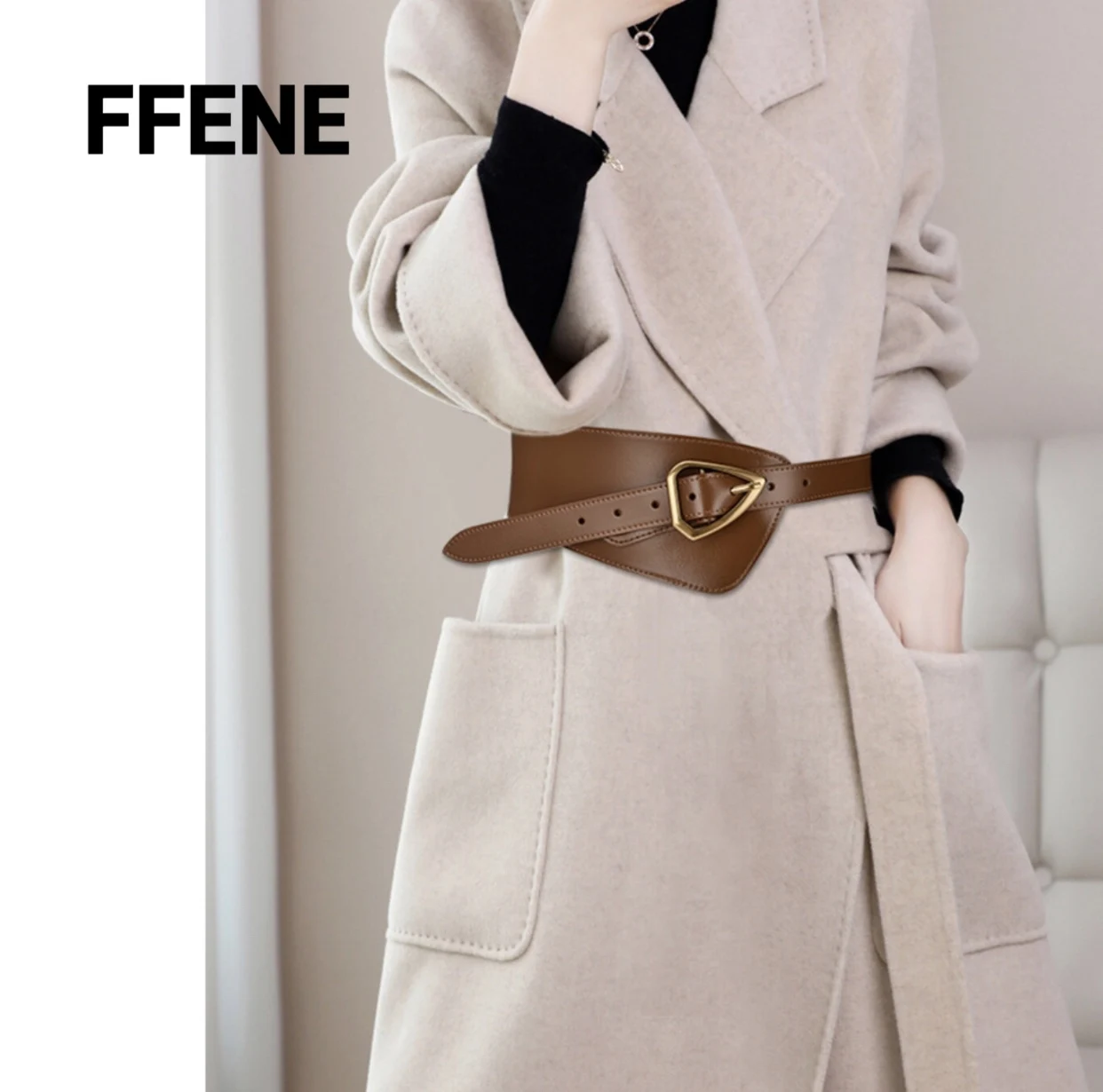 

Best-selling item: wide waist belt for women, decorative accessory, pairs well with dresses and coats, genuine leather, slim-fit