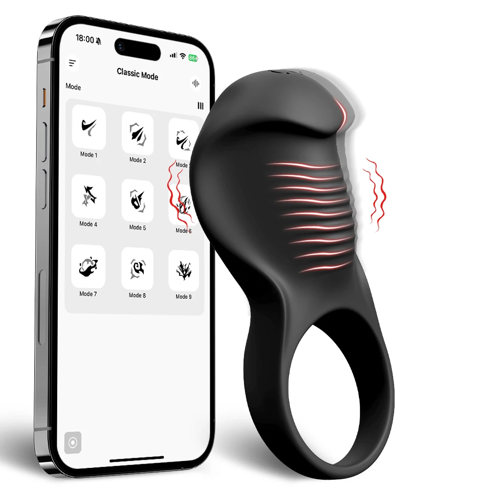 APP Control Vibrating Penis Ring Cock Ring for Men Ejaculation Delay Chastity Cage Clit Stimulator Adult Sex Toy for Men 18+
