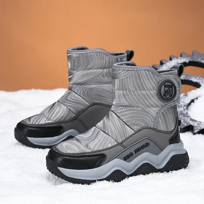 

Winter Children Shoes Plush Warm Snow Boots Waterproof Fabric Outdoor Hiking Boots Boys Girls Anti Slip Wear Resistant Sneakers
