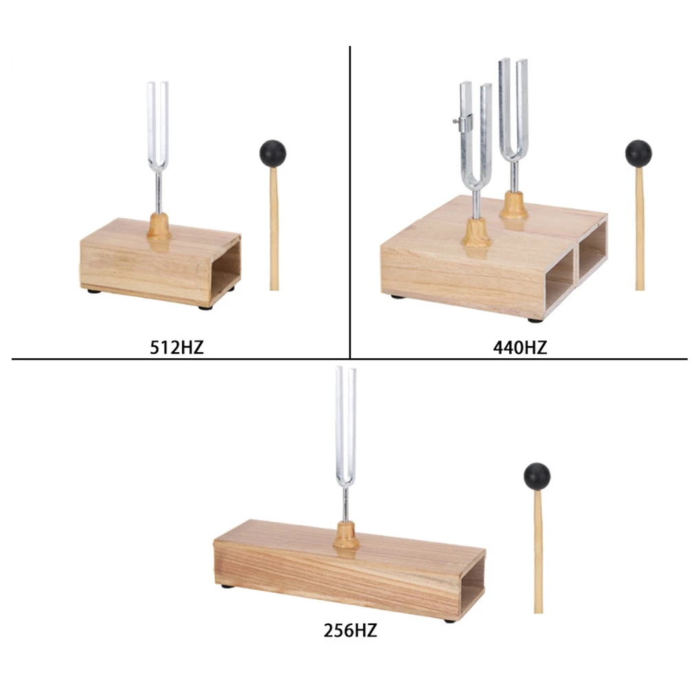 Horquilla de afinación de frecuencia fija, Base de madera, tenedores de sonido, instrumento Musical de aprendizaje de música, accesorios de equipo de percusión, 512Hz