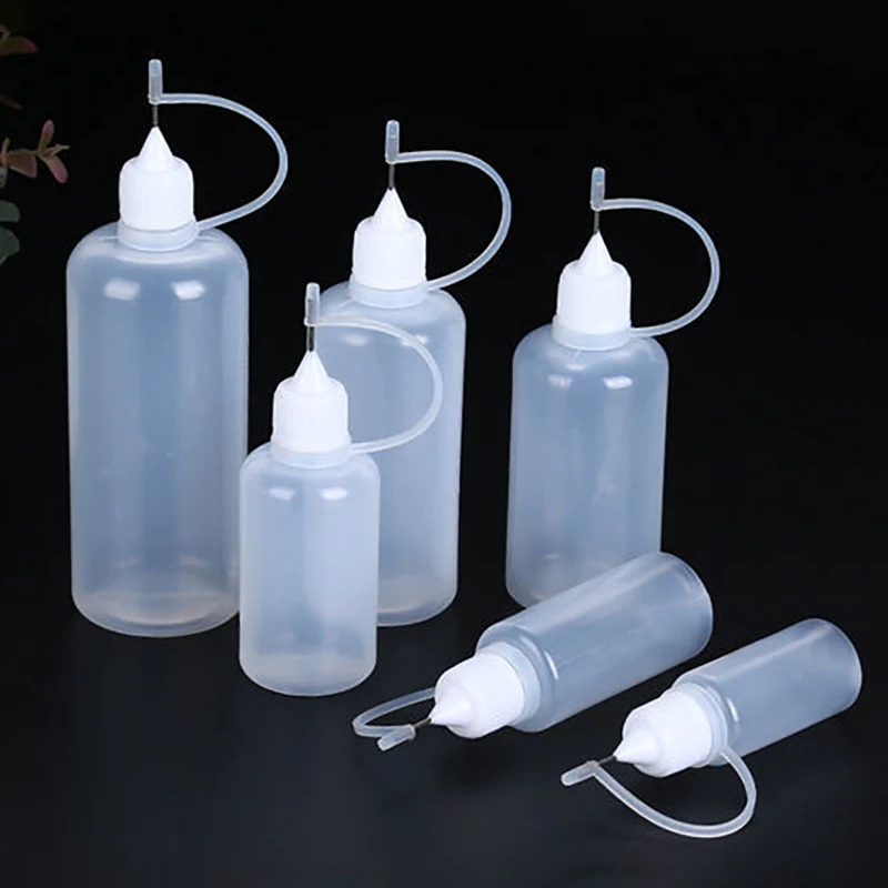 2/5PCS 5ml 10ml 20ml 30ml 50ml 60ml 100ml PE Plastic Squeezable Tip Applicator Bottle Refillable Dropper With Needle Tip Caps