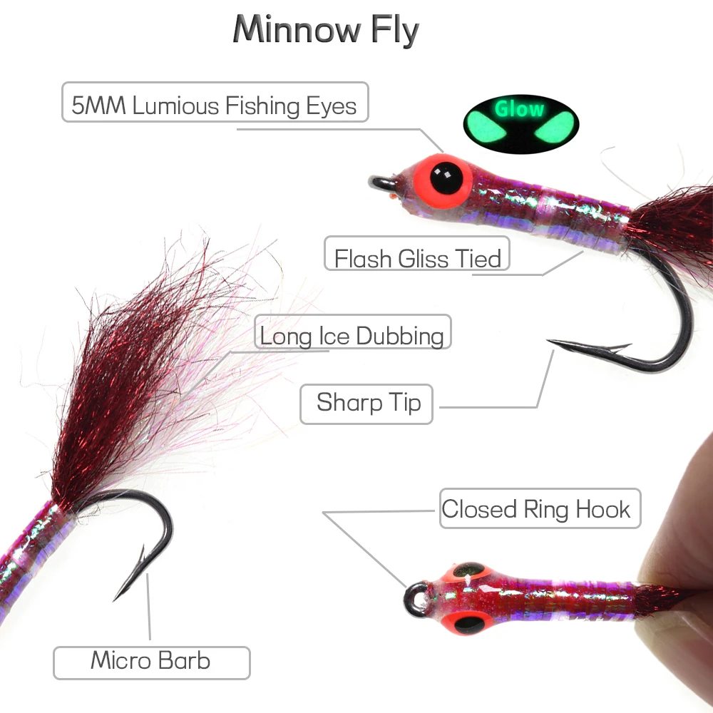 WY378 Moscas luminosas streamer epoxi con ojo de pez - imagen 2