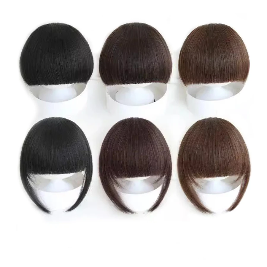 Synthetic Manga bangs sideburns one clip in hair extenstion short straight Hairpieces For Black Heat Resistant Fiber