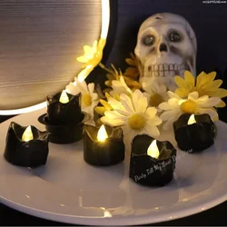 Black LED Candle Lamp Battery Operated Tea Light Flameless Fake Electronic Candle Halloween Party Decor Flashing Candle Lamp