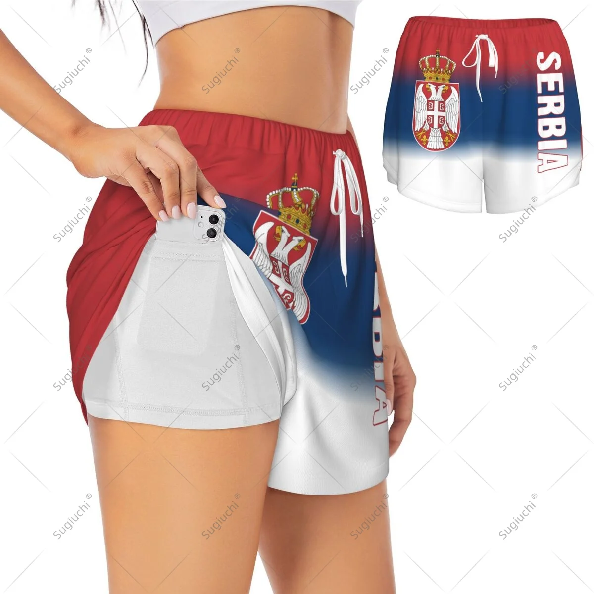 

Женские спортивные шорты с флагом Сербии для занятий йогой, бегом, пилатесом, фитнесом, легкие, для активного отдыха