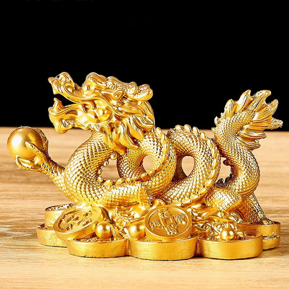 2024 Feng Shui Dragon Statue Attract Wealth New Year Dragon Sculpture Good Luck Auspicious Dragon Desktop Ornament Figurines