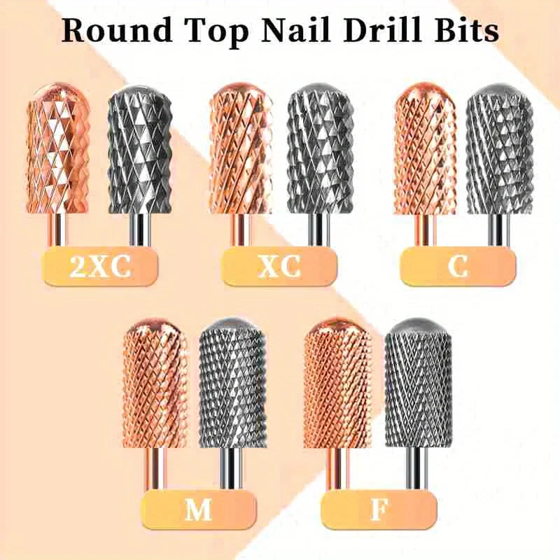 2PCS Carbide Tungsten Nail Drill Bit Rotate Burr Milling Nail Cutter Bits Electric Drill Machine For Manicure Pedicure Tools