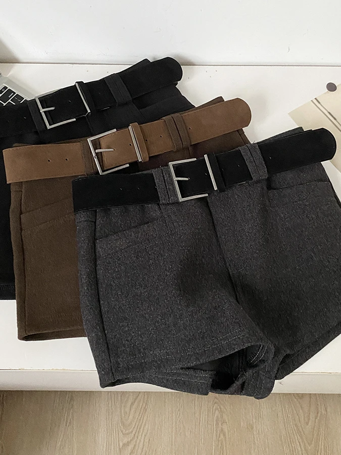 

Серые твидовые шорты с высокой талией для женщин, весна 2026, утягивающие, универсальные, в стиле Spicy Girl, прямые, повседневные, модные шорты-трубы