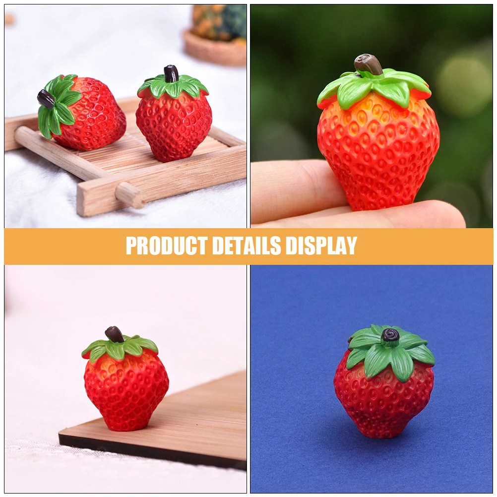 

6 Pcs Strawberry Simulated Food Mini Artificial Model Play Resin Photography Prop