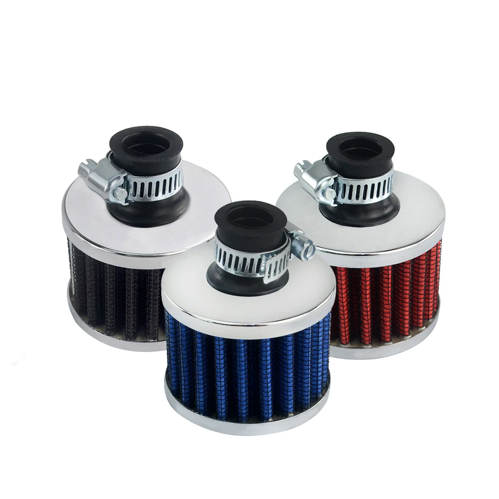 VR - Universal 12mm Interface Motorcycle Car Air Intake Filters Cone Cold Air Filter System Turbo Vent Crankcase VR-AIT12