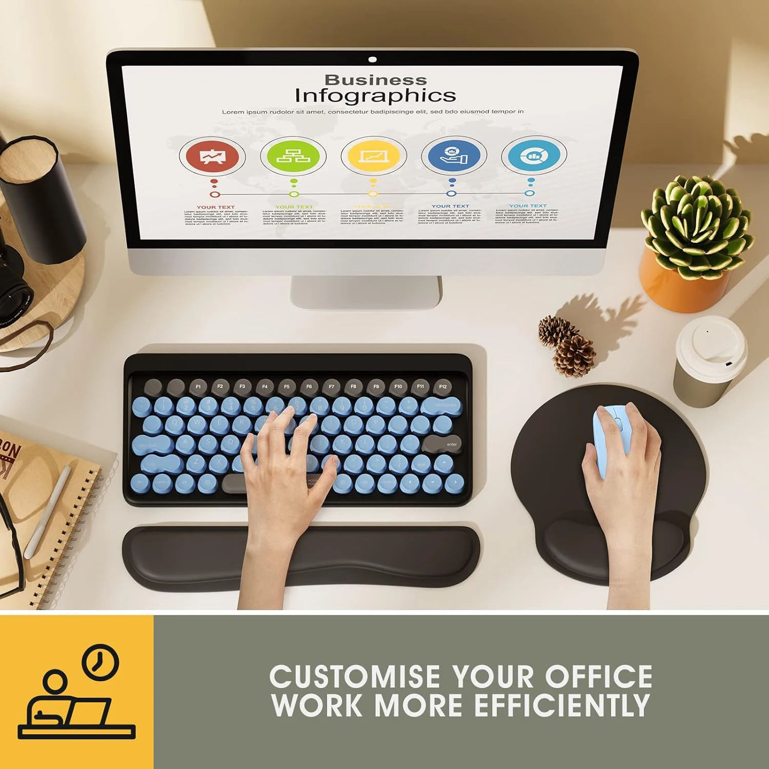 Soft Ergonomic Computer Keyboard Wrist Rest Memory Foam Wrist Rest Mouse Pad Set for Easy Typing & Pain Relief for Office & Home image 6