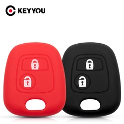 KEYYOU For Peugeot 107 206 307 207 408 Key Protector Holder Shell 2 Buttons Silicone Rubber Car Remote Key Case Cover New