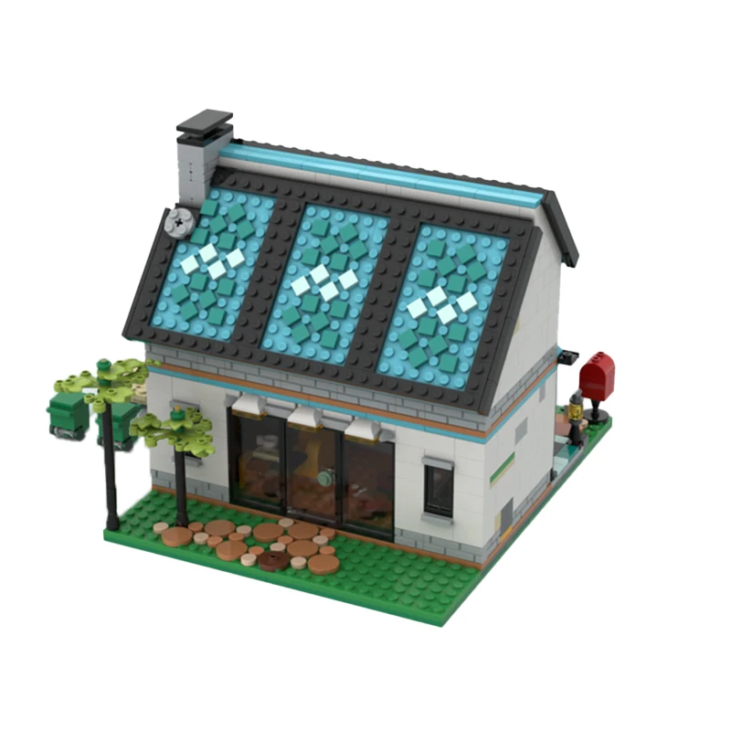 Street View Series Modular Blue House Building Block MOC-146213 Collection expert Puzzle educativo ad alta difficoltà giocattoli in mattoni