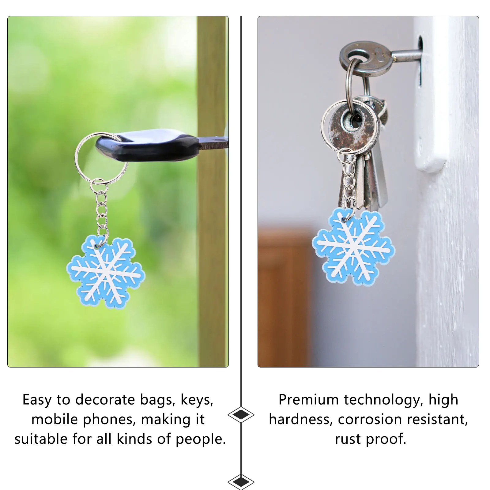 

10Pcs Christmas Snowflake Keychain Cute Cartoon Pendant Bag Hanging Decorative Xmas Accessories