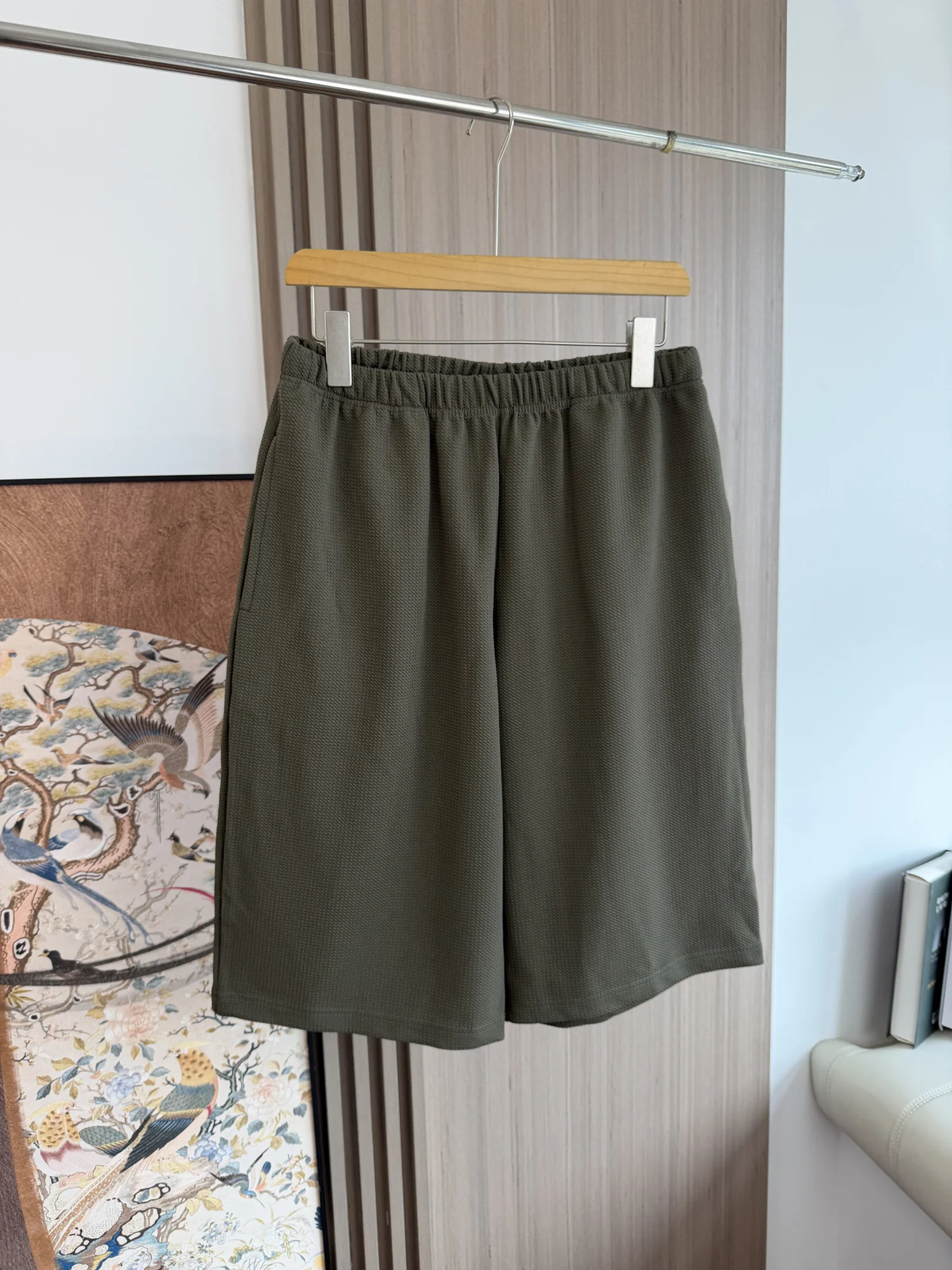 Men's Casual Loose Fit Short Five-Point Pants Elastic Waist Fabric 3D Texture Summer Comfortable Versatile Knitted Straight Leg