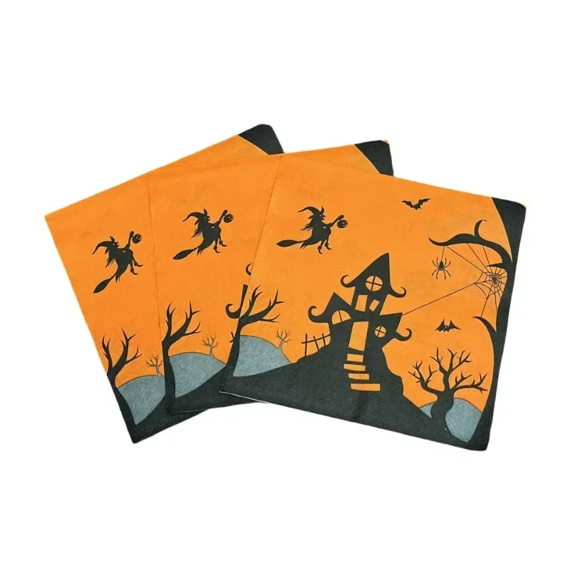 20pcs/Pac 33*33cm 2-Ply Witch\'s Castle Pumpkin Halloween Paper Napkins Halloween Printed Napkins Decorative Paper Placemats