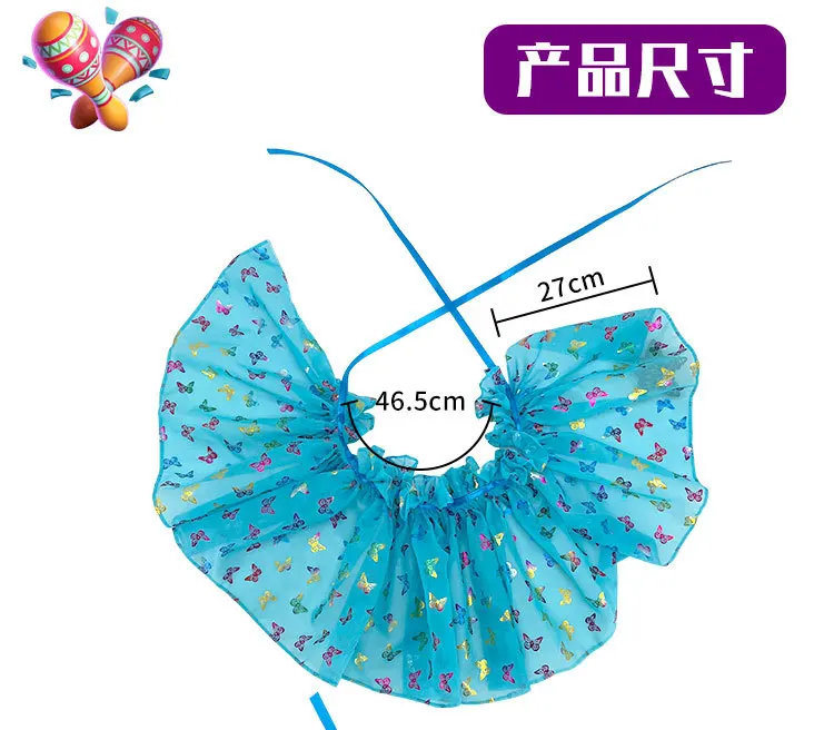 Pailletten-Schmetterlings-Print Tüll-Rüschenhalsmanschetten-Set Transparentes Netz-Karnevalskostüm für Party, Rave, Festival, Cosplay-Accessoires – Detail 3
