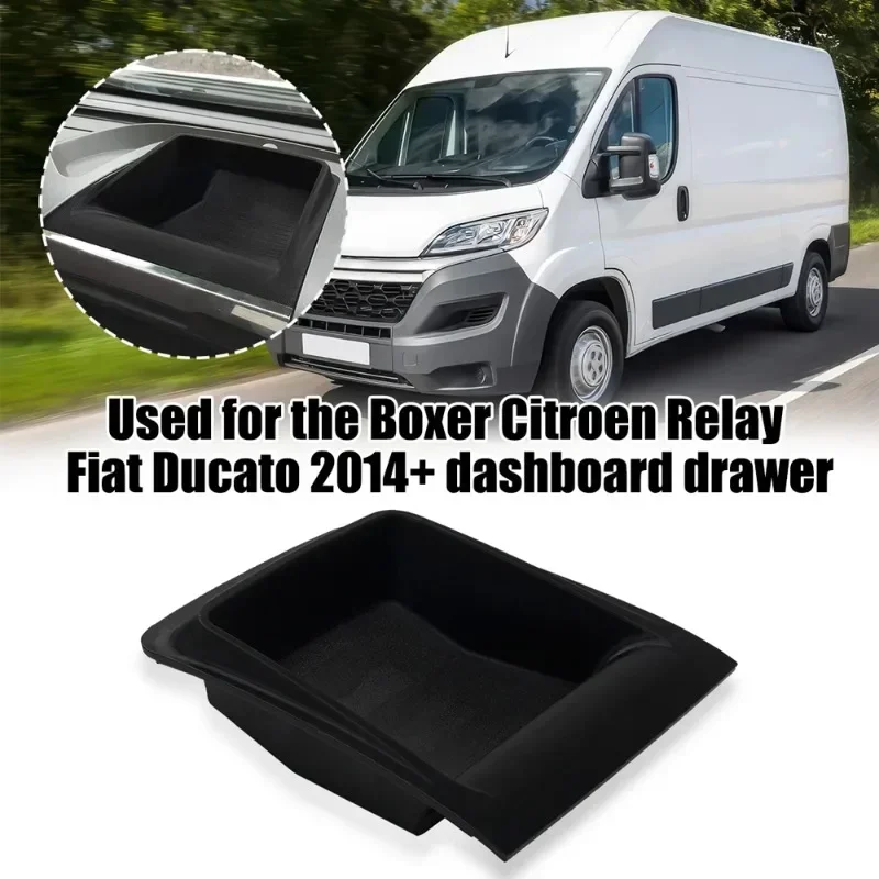 Black Storage Box For Peugeot Boxer Citroen Relay Fiat Ducato 2014+ Instrument Panel Drawer Automotive Interior Accessories