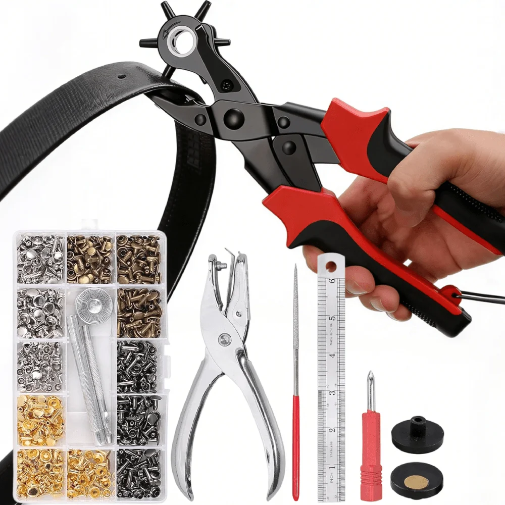 

Leather Hole Punch Tool Multi Sizes Rotary Belt Puncher for Leather Belts Straps Pet Collars Shoes Saddles Canvas DIY Crafts
