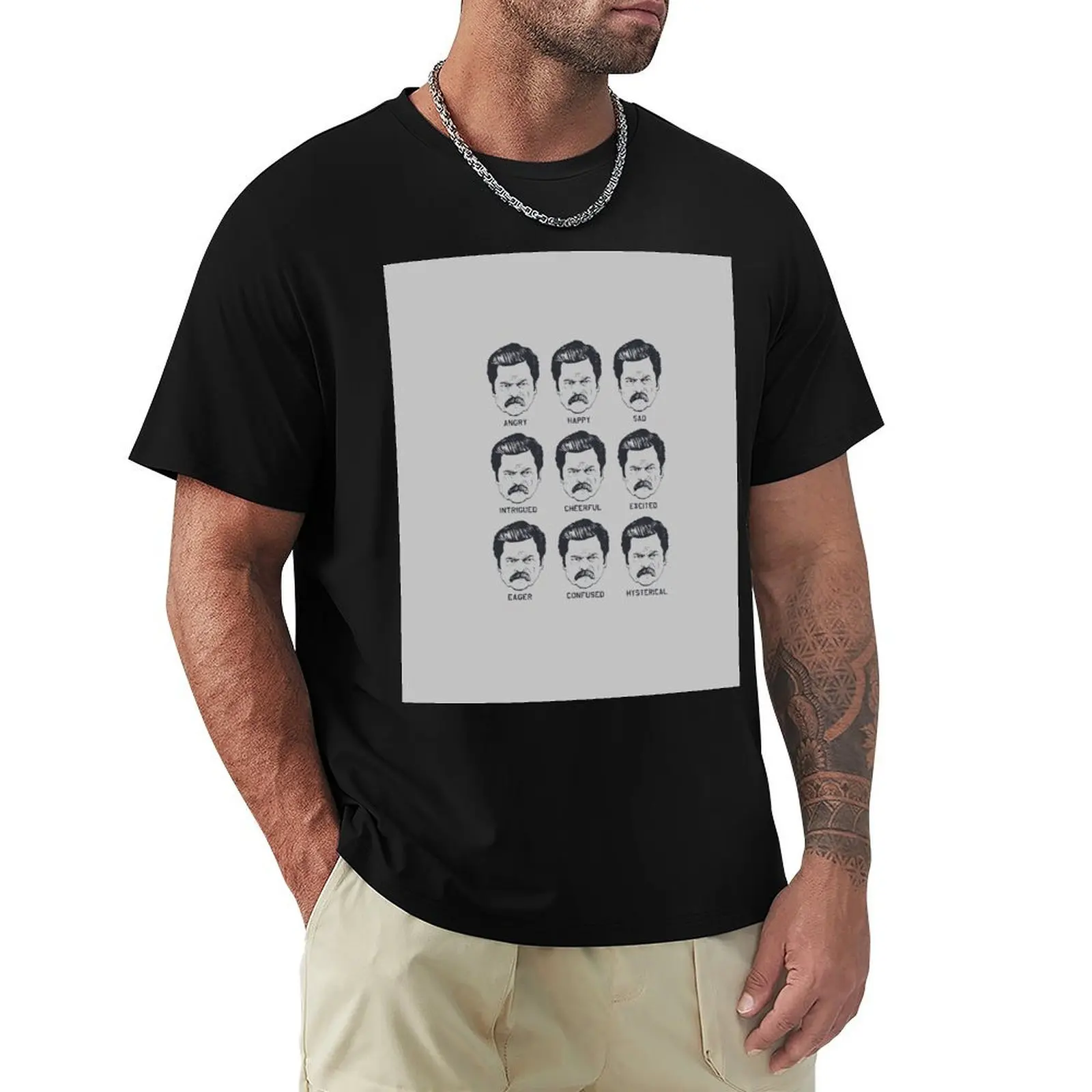Ron Swanson Emotions Parks and Recreation T-Shirt printed t shirts for man T-Shirt