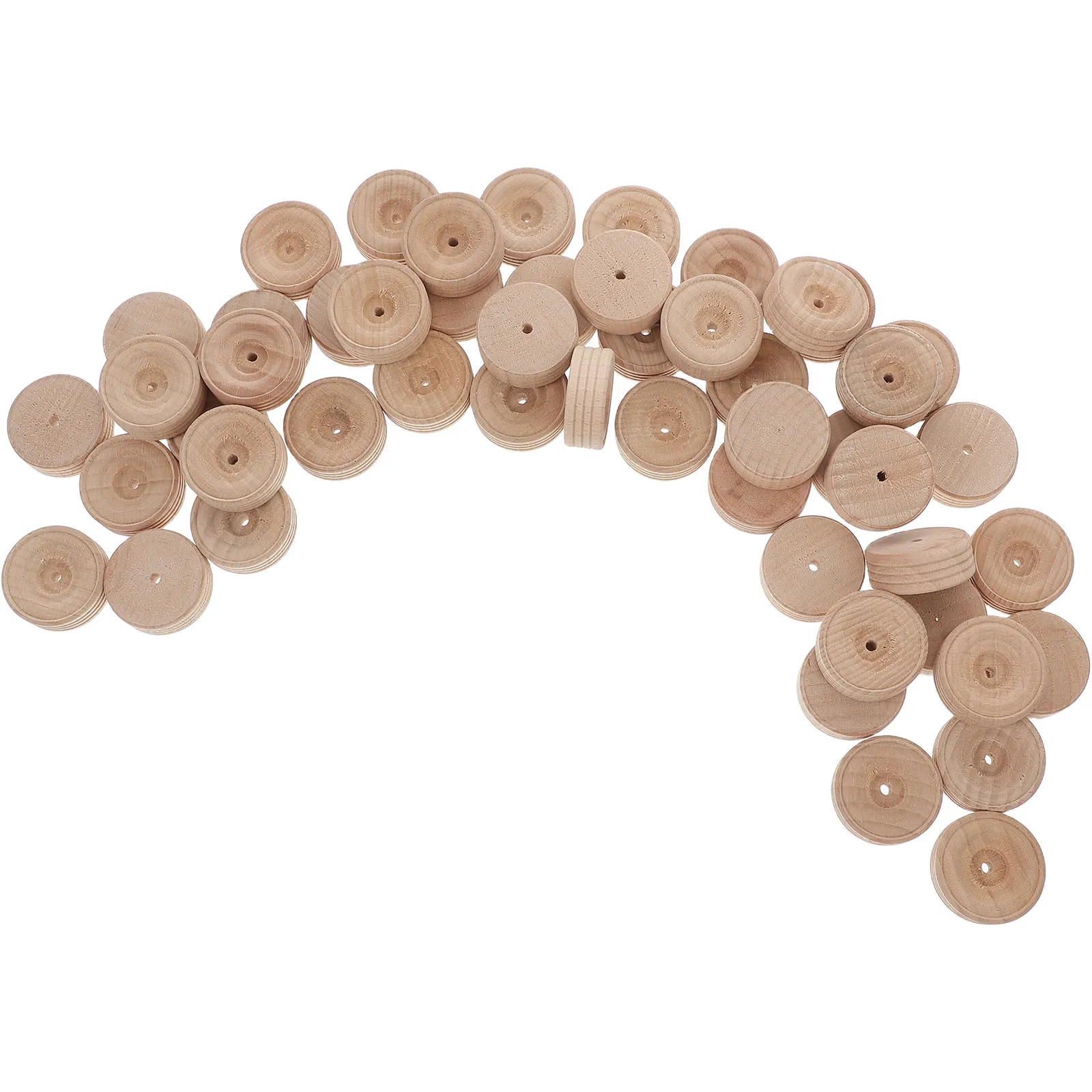 50Pcs Wooden Wheels Smooth Small Round Craft Wheels Great for Kids DIY Handmade Project Parts Learning Crafts Creative Play