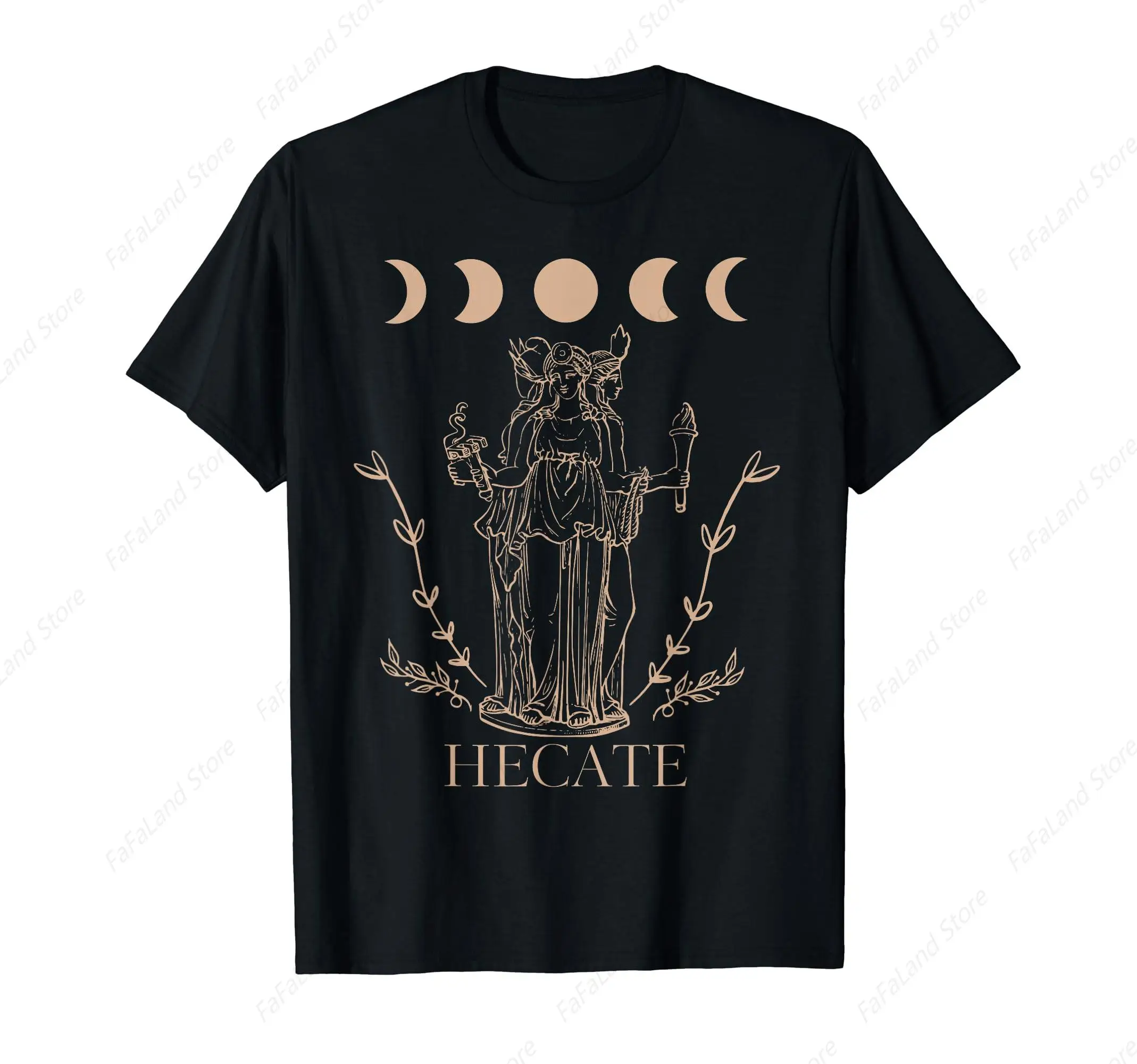 Triple Moon Goddess Tarot Card Wiccan Pagan Witch Hecate T-Shirt for Men Women Cotton Summer Top Tee