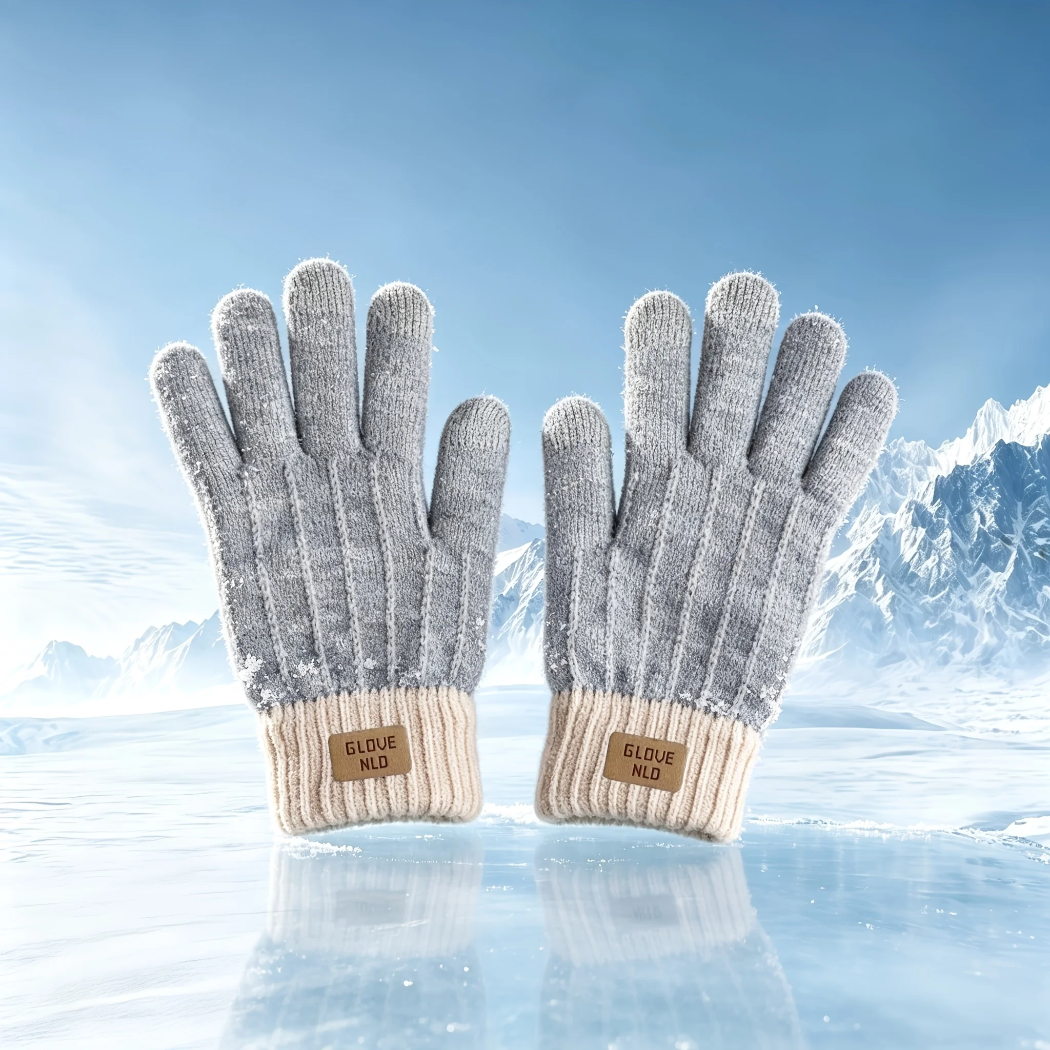 Winter Warm Gloves,Unisex Men Women Cold-Proof Fingerless Gloves, Touchscreen Gloves, Ribbed Cuffed Contrast-Colored Gloves