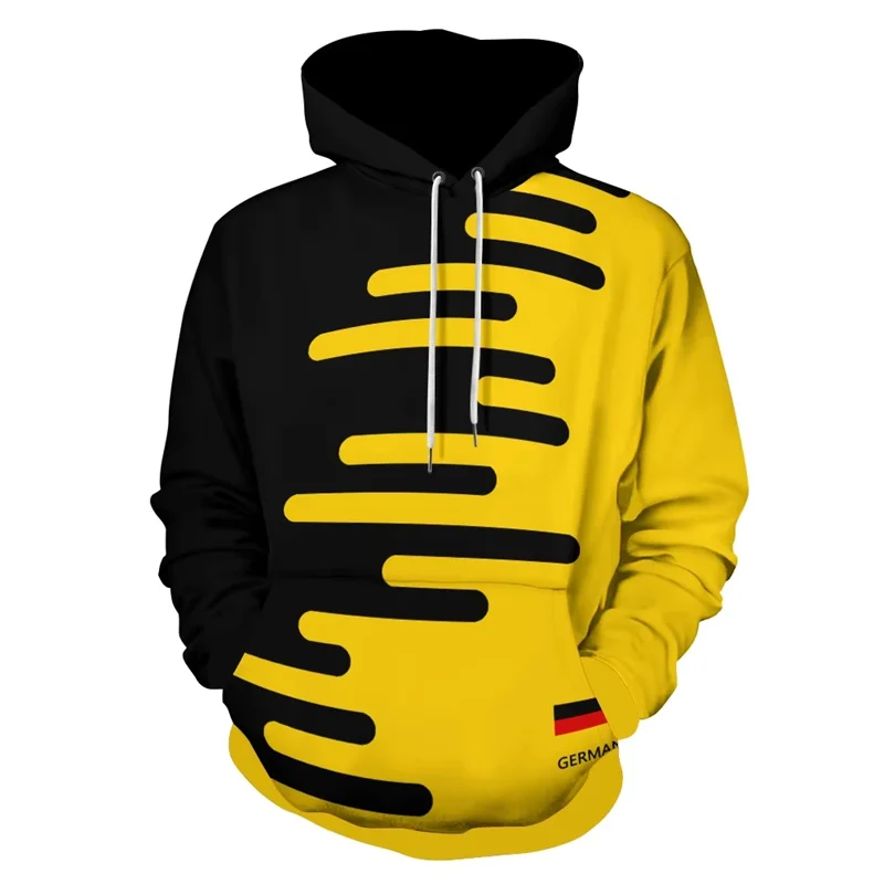 Germany Flag Pattern Hoodie Fashion Simple Long Sleeve National Emblem 3D Printed Sweatshirt Casual Oversized Football Pullovers