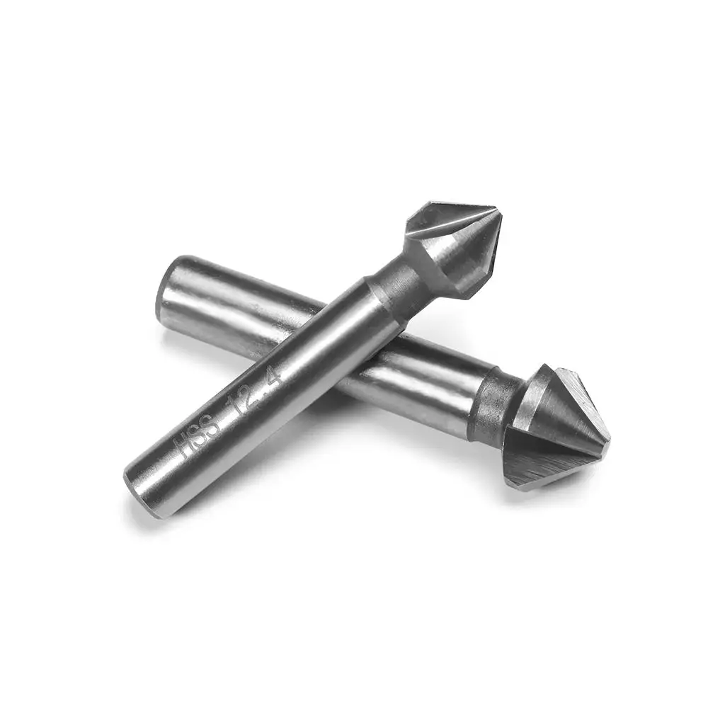 HSS Wood Steel Round Handle Hard Metals Three Edge Chamfer Countersink Drill Bit Hand Power Tools Cutter Tool