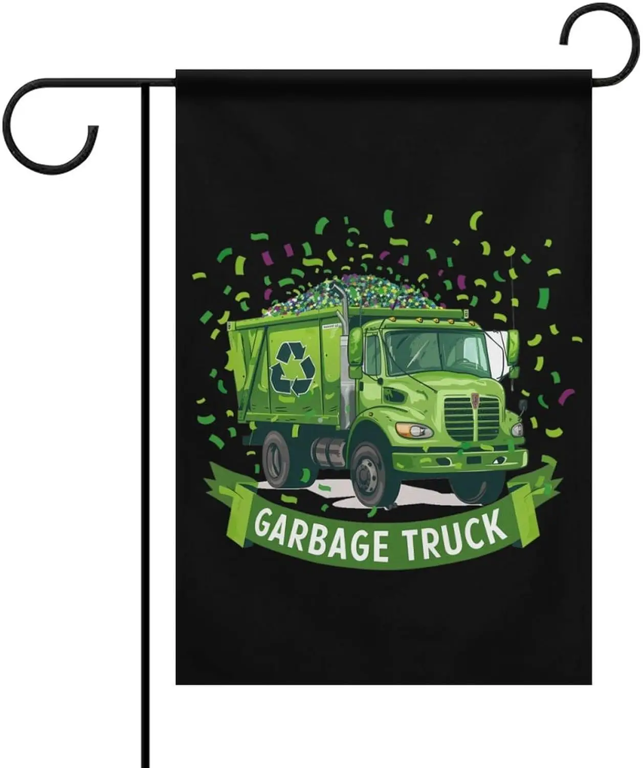 Garbage Truck Garden Flag Double Sided Banner Yard Flag for Home Holiday Decor ZZM