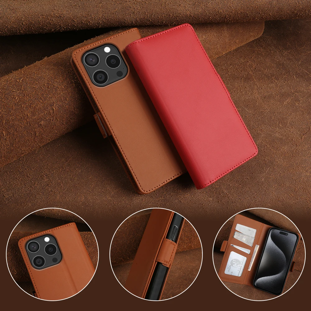 

For iphone 15 Pro 17e 16e 14 16 17 Pro Max 11 12 13 Mini 7 8 Plus Phone Case Cover Double Magnet Clasp Leather Flip Wallet Case