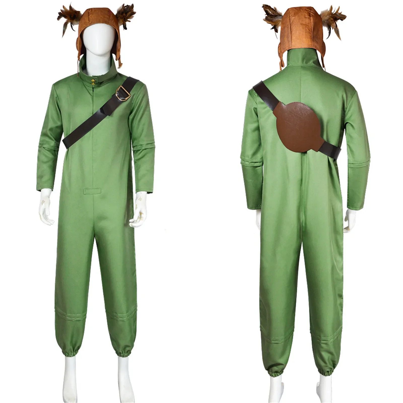 Game Nightmares Alone Low Cosplay Costume for Adult Women Men Parent-Child Clothing Green Jumpsuits Headgear with Ears