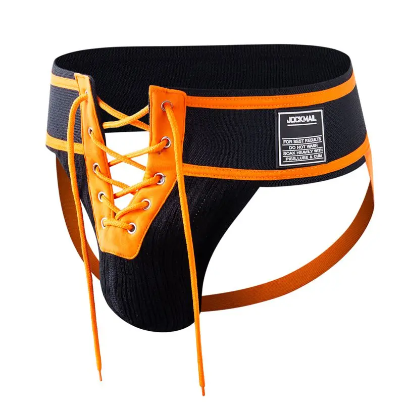 Jockmail-Tanga Sexy para hombre, suspensorio con cordones, color verde camuflaje, pretina de 3,15 pulgadas, ropa interior Gay abierta