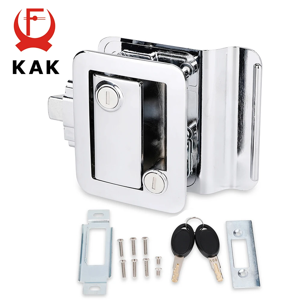 KAK Camper Car Entry Door Lock Handle with Keys Security Kit Anti-theft RV Trailer Door Locks Replacement with Deadbolt Hardware