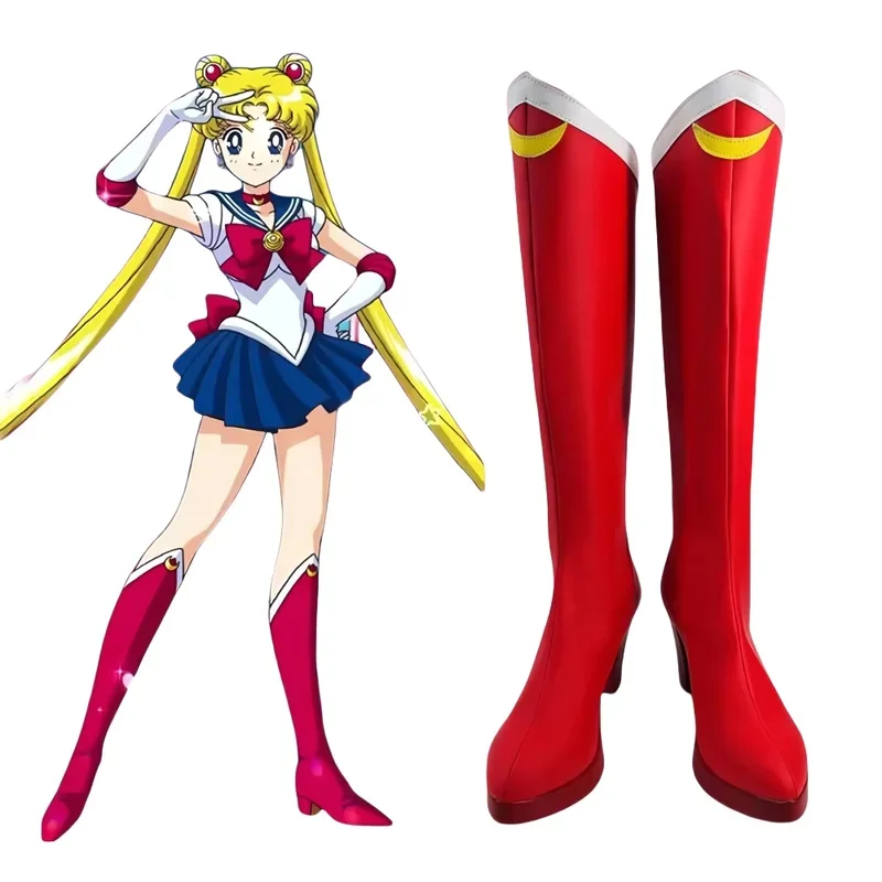 MN1 Usagi Tsukino Cosplay Shoes Anime Princess Serenity Cosplay Boots Red Shoes8/yG
