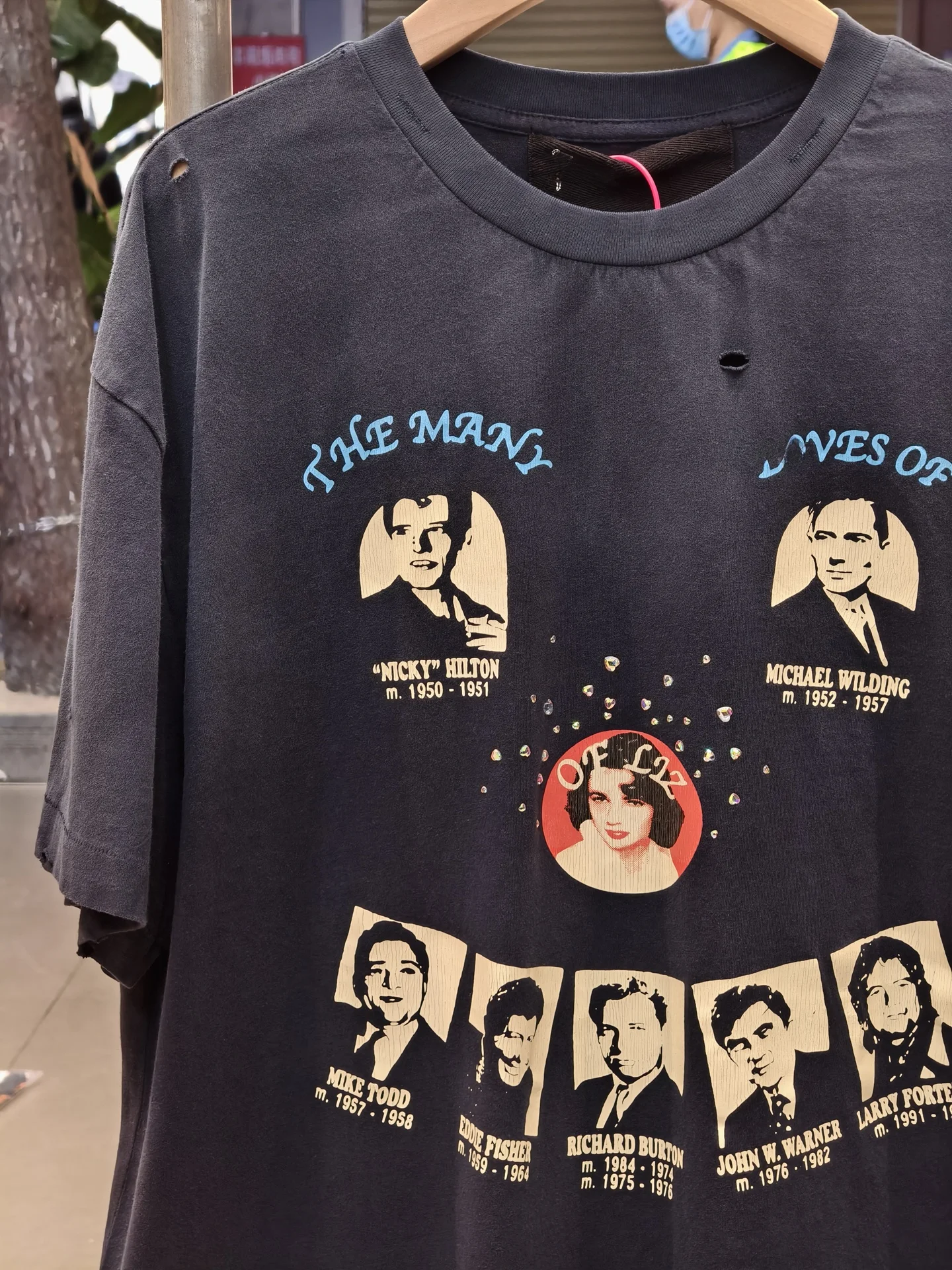 

Paly Vintage Waed Loose ort Sve T-irt Men's Rhinestone Character Streetwear Breathable Sweat Absorbent Wear Resistant