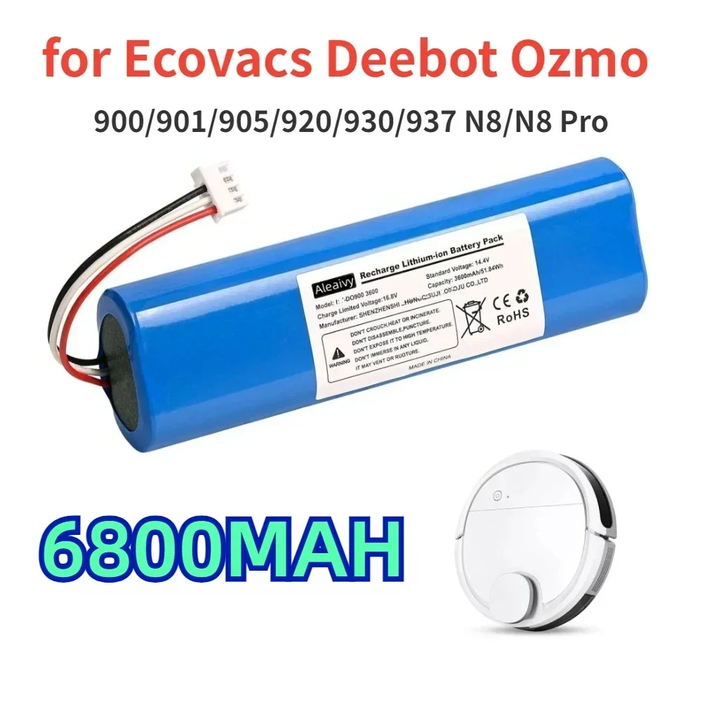 

New 14.4V 6800mAh Robot Vacuum Cleaner Battery Pack for Ecovacs Deebot Ozmo 900, 901, 905, 930, 937 Accessories