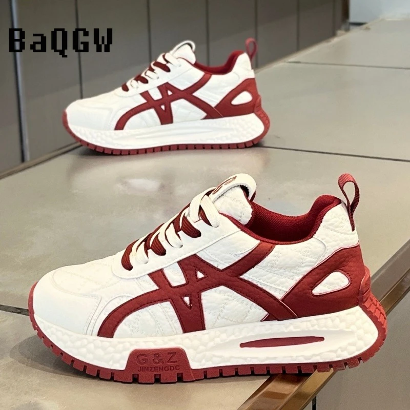 

Кроссовки унисекс 2026: Весенние, в стиле колор-блок, на шнуровке, ретро, с текстурированной массивной подошвой, для повседневной носки