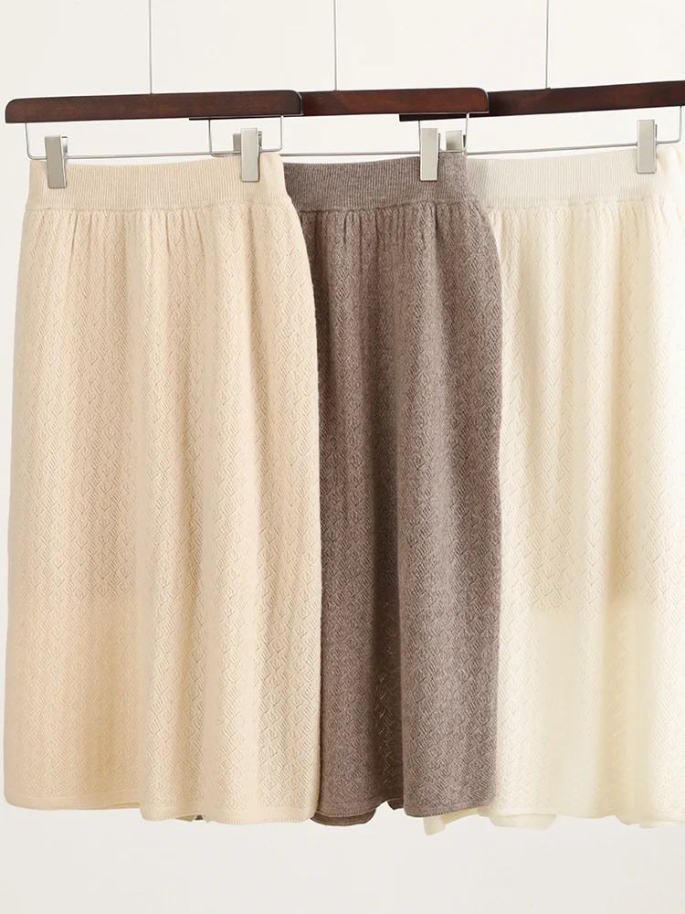 TLOML delle nuove donne 100% lana merino gonna lunga dritta alla caviglia gonne autunno inverno cashmere morbido caldo allentato comode gonne