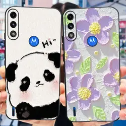 For Motorola Moto E7 Power / Moto E7i Power Soft TPU Black Silicone Case For MOTO E7power E7ipower Cute Panda Cartoon Phone Case