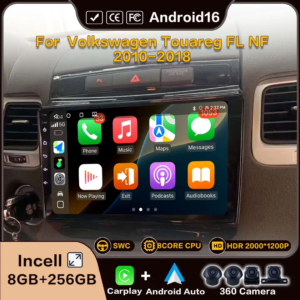 Car Radio 2Din Android For Volkswagen Touareg FL NF 2010-2018 Carplay Android Auto Wireless Multimedia Autoradio Car Play 4G