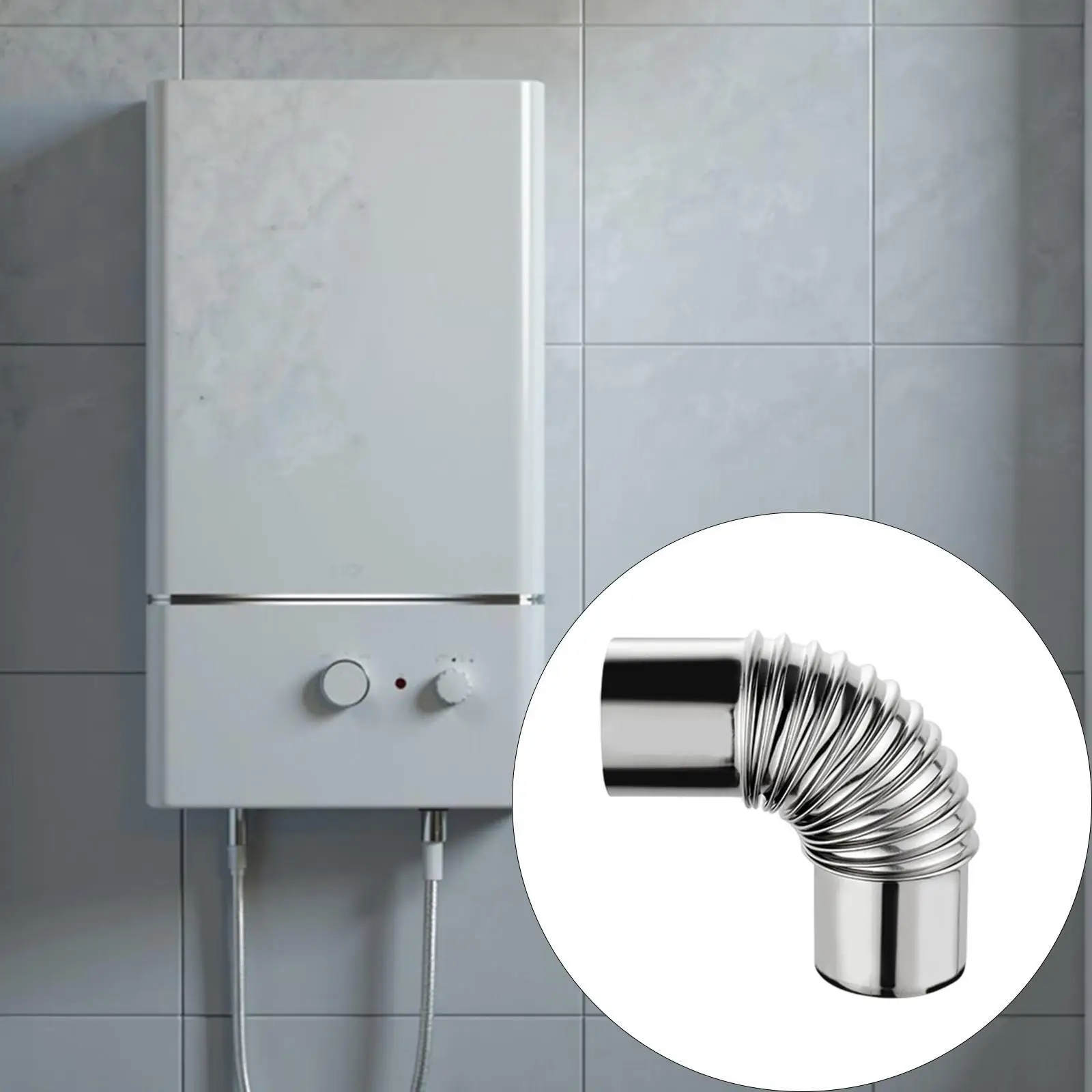 Calentador de caldera, tubo de ventilación de codo, chimenea, tubo de escape de 6cm de diámetro, accesorio de máquina de calentamiento de agua por combustión, conexión fácil y resistente