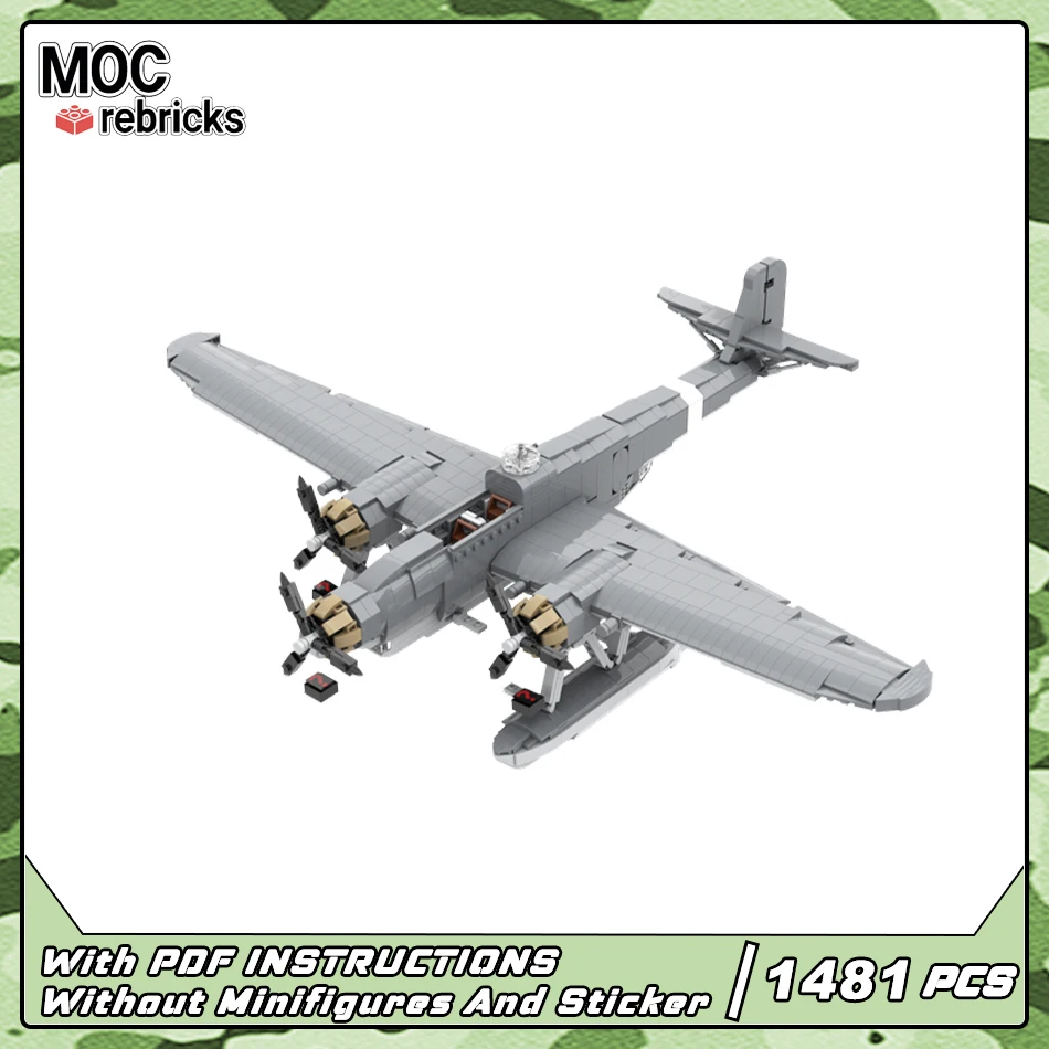 MOC ทหาร CANT Z.506 Airone Maritime Reconnaissance Rescue เครื่องบิน Building Block ชุด DIY ของเล่นเด็กคริสต์มาสของขวัญ
