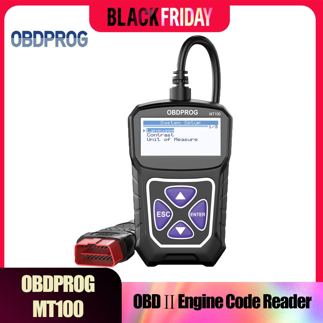 OBDPROG MT100 OBD2 Diagnostic Tool Professional Code Reader Scanner Tool Auto Car Automotive Scanner EOBD Engine Check PK ELM327