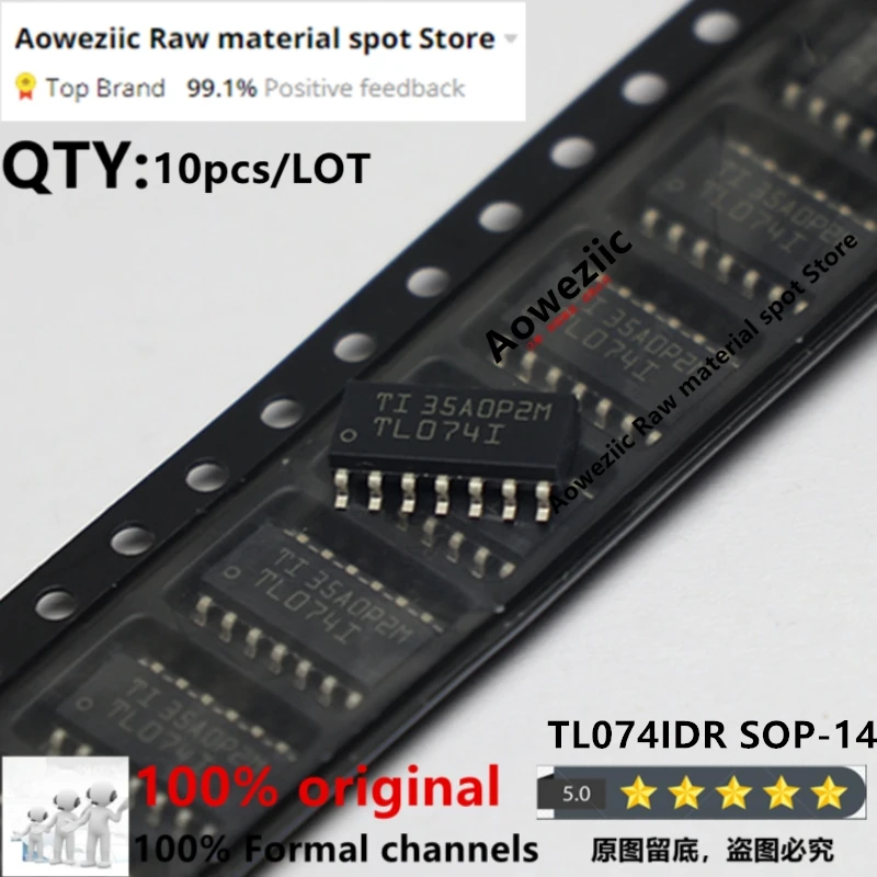 Aoweziic 2023+  100% New Imported Original TL064IDR TL064I TL074IDR TL074I TL084IDR TL084I SOP-14 Operational Amplifier Chip