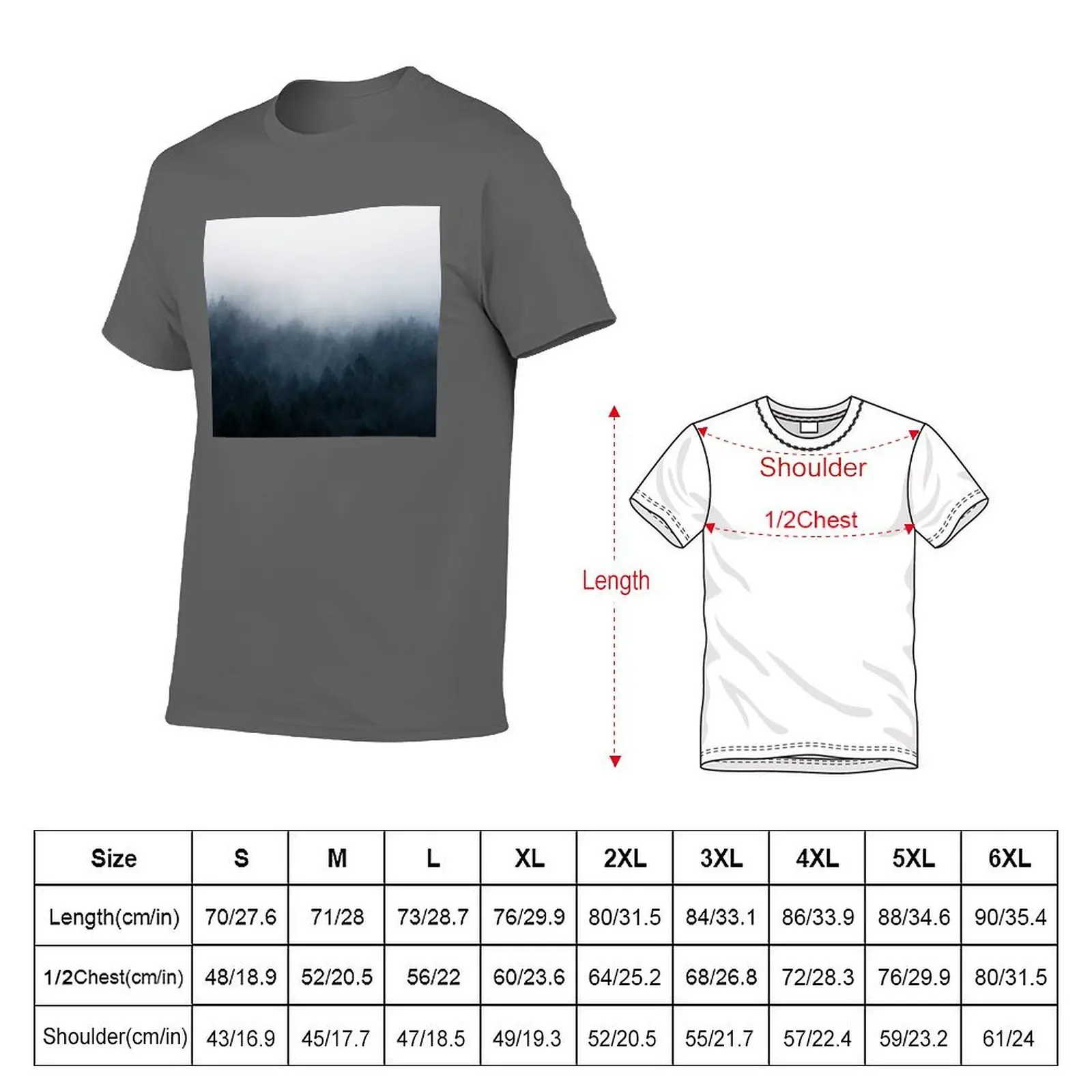 All Over // Misty Fairytale Wilderness Forest With Cascadia Trees Covered In Magic Blue Fog Series T-Shirt