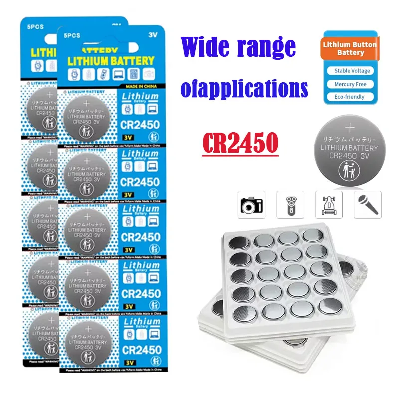 5-60 Pieces CR2450 3V Lithium Button Battery 550mAh LM2450 DL2450 CR2450 5029LC CR2450N BR2450 Button Battery for Watch Massager