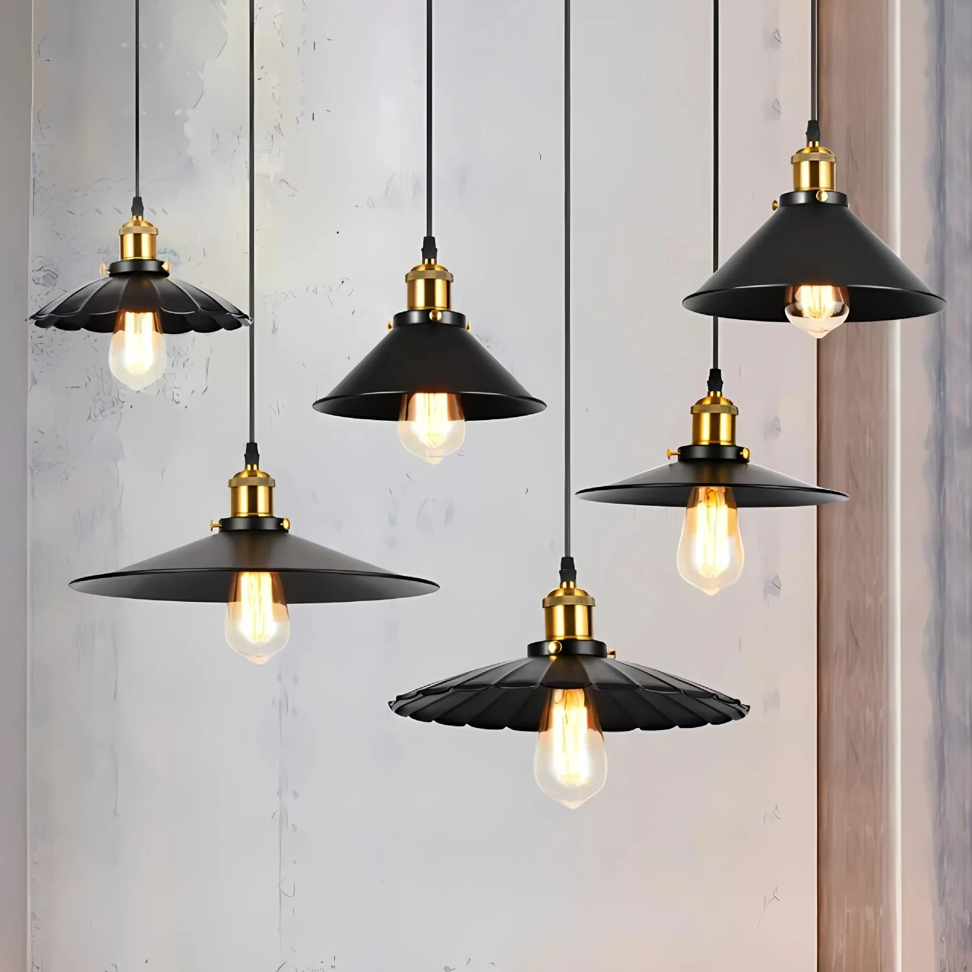 

Loft Chandelier Iron Art Retro Black Modern Light Simple Restaurant Bar Lamp Single Head Industrial Wind Hotel Engineering Light