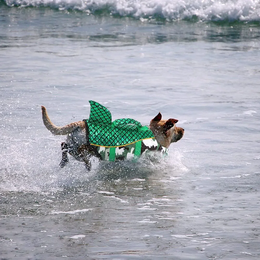 Dog Life Jacket Shark Pets Life Vest Adjustable Ripstop Dogs Swimming Safety Vest With Superior Buoyancy Rescue Handle For Dogs